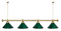 Лампа STARTBILLIARDS 4 пл. (плафоны зеленые,штанга зеленая,фурнитура хром)