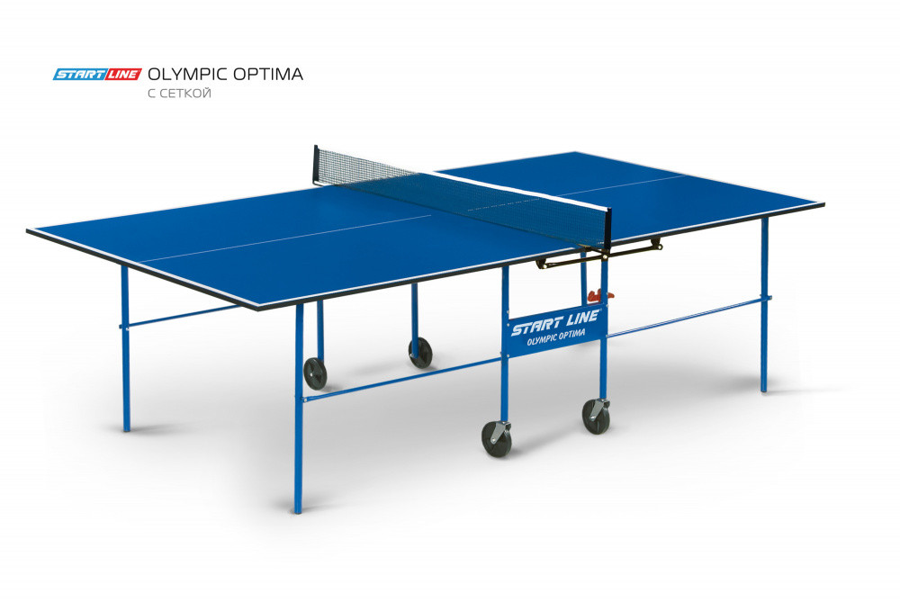Стол теннисный Olympic Optima Синий с сеткой - фото 1 - id-p98192930