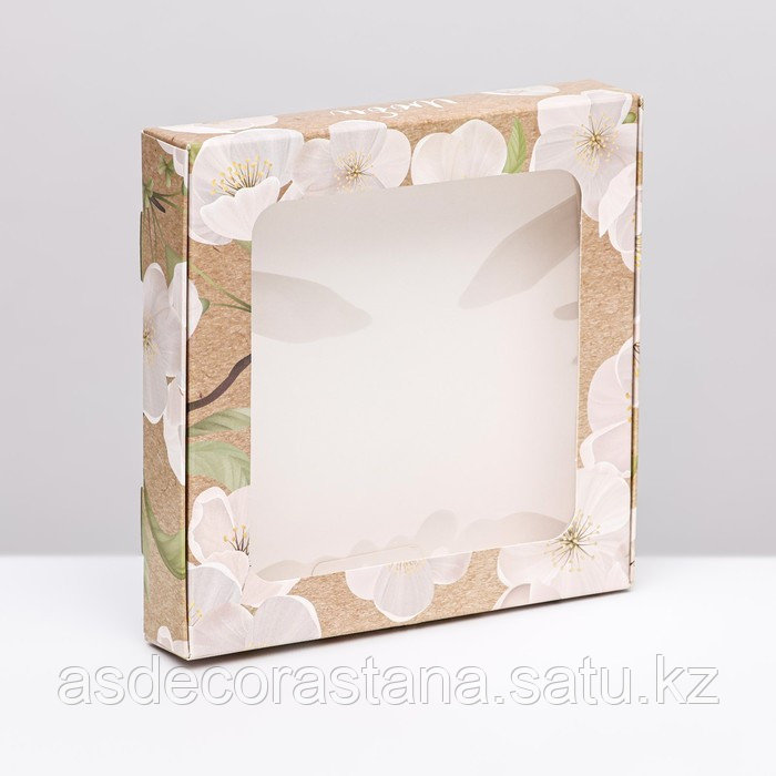 Коробка самосборная, "Цветы", 16 х 16 х 3 см