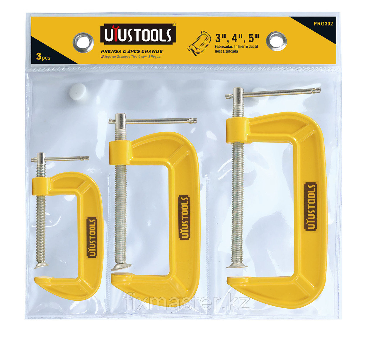 Набор струбцин G-образных UYUSTOOLS PRG302, 75/100/125 мм
