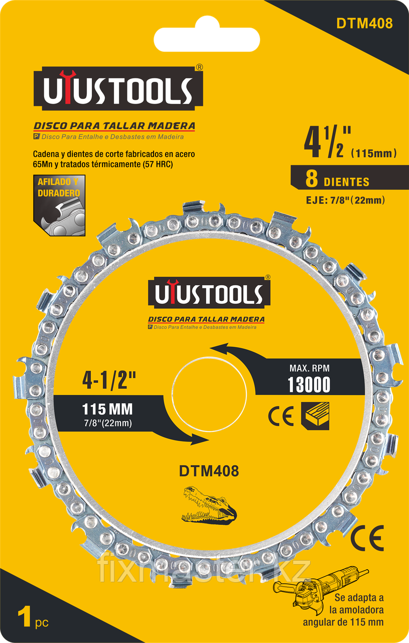 Диск отрезной по дереву для УШМ UYUSTOOLS DTM408, 8 цепных ножей, 115х22х1,2 мм - фото 2 - id-p115509383