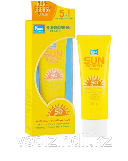 Солнцезащитный крем для лица Sunscreen For Face SPF 50 PA 30 мл Yoko - фото 1 - id-p115509755