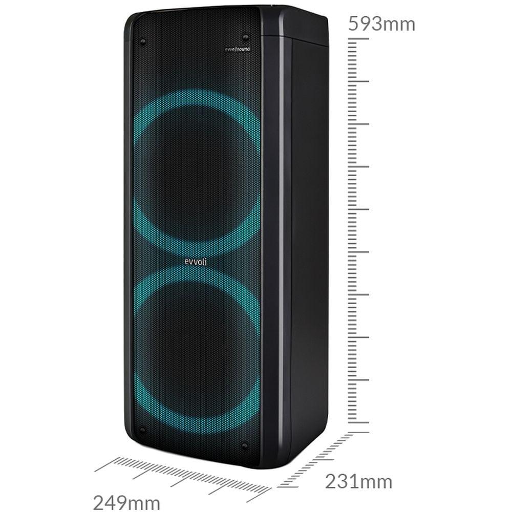 Evvoli Portable Party Speaker Bluetooth With Two Wireless MIC And Colorful LED Dazzled Lights 80W - - фото 2 - id-p115510955