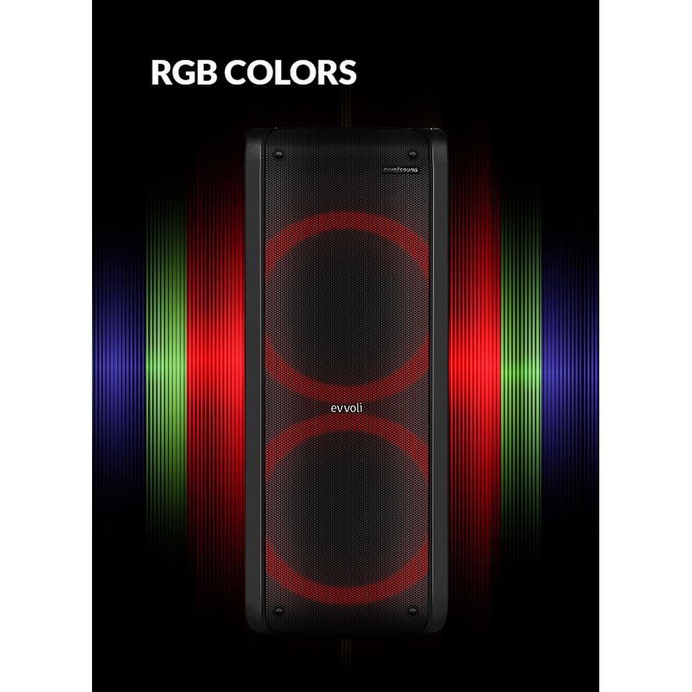 Evvoli Portable Party Speaker Bluetooth With Two Wireless MIC And Colorful LED Dazzled Lights 80W - - фото 4 - id-p115510955