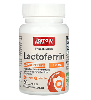 Jarrow Formulas, Лактоферрин, сублимированный, 250 мг, 30 капсул