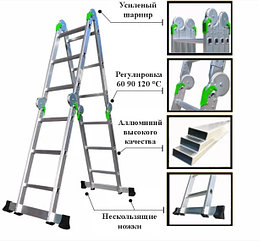Лестница-трансформер 4-секционная, 8 ступеней STR-502