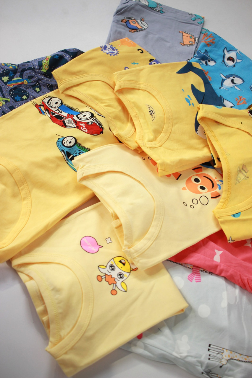 Пижама с коротким рукавом и шортами или брюками для девочки гамма желтый голубой - фото 6 - id-p115512144