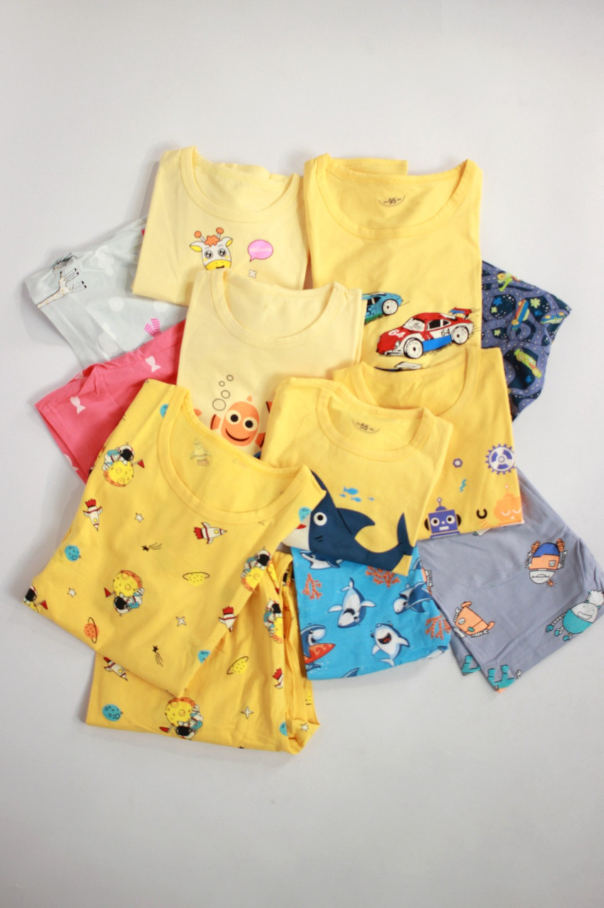 Пижама с коротким рукавом и шортами или брюками для девочки гамма желтый голубой - фото 4 - id-p115512154