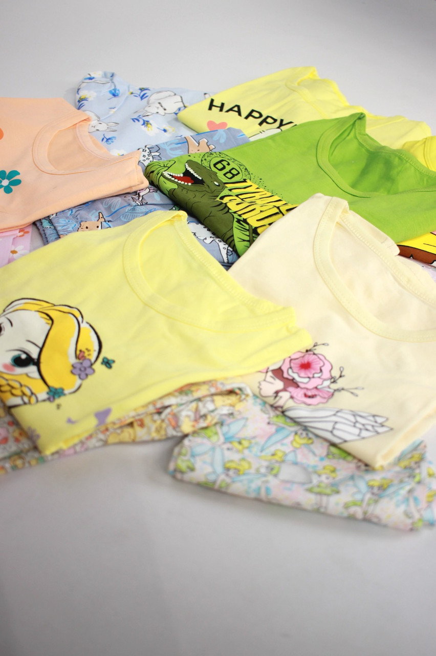 Пижама с коротким рукавом и шортами или брюками для девочки гамма желтый зеленый - фото 4 - id-p115512157