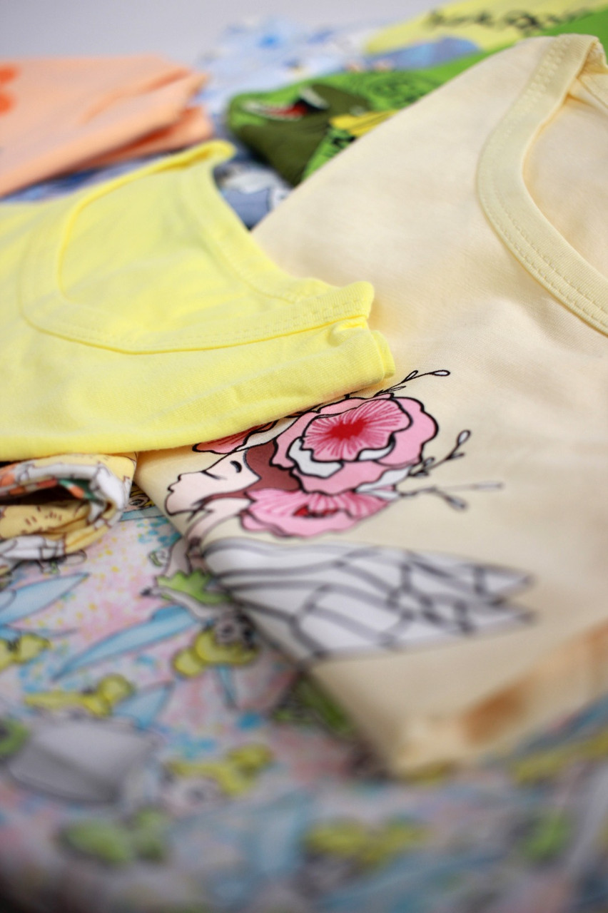 Пижама с коротким рукавом и шортами или брюками для девочки гамма желтый зеленый - фото 3 - id-p115512157