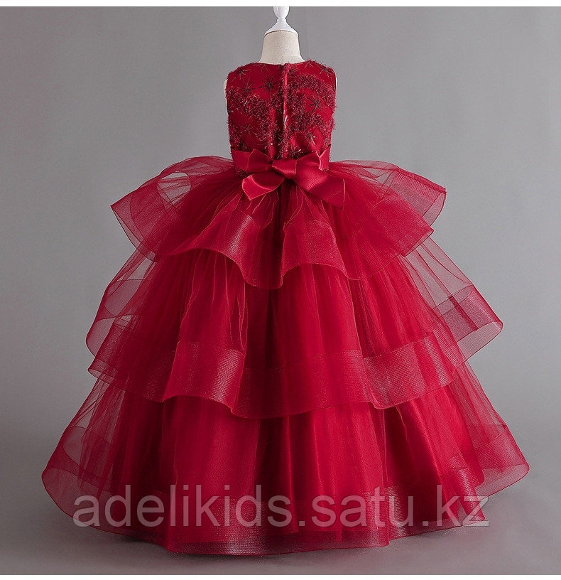 Детское нарядное пышное красное платье для праздника на девочку 4, 5 и 6 лет. - фото 2 - id-p115515651