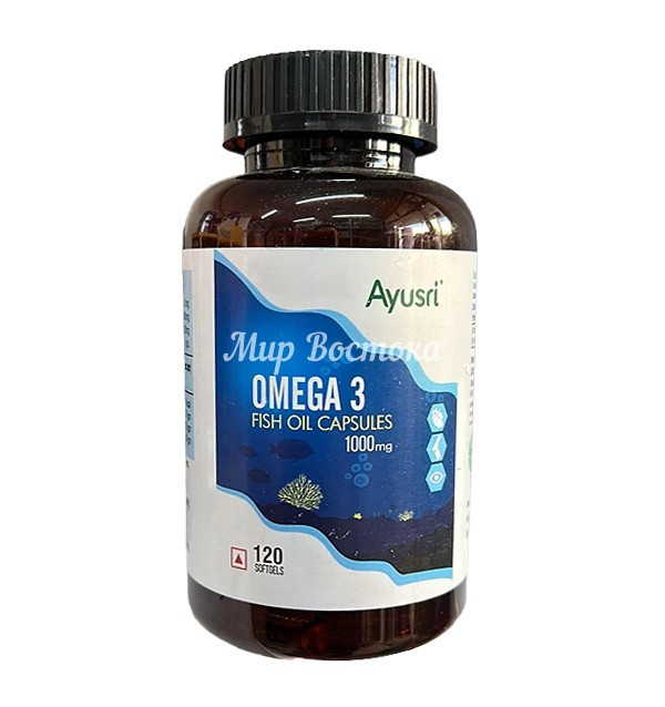 Омега 3 в капсулах Omega 3 Fish Oil Capsules Ayusri (120 капсул, Индия)