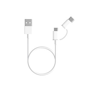 Интерфейсный кабель Xiaomi 30cm MICRO USB and Type-C Белый 2-018975 SJX01ZM, фото 2