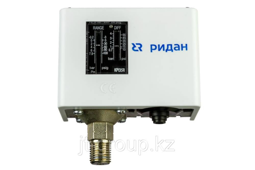 Реле давления KPI 35R, диапазон настройки -0,2...8 бар, дифференциал 0,4…1,5 бар, штуцер G1/2А, автоматически