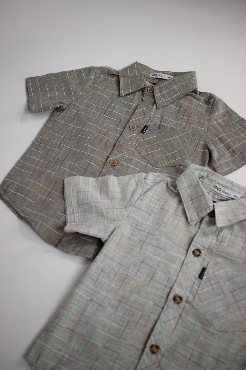 Рубашка ТАКО с коротким рукавом для мальчика мультиколор 100% хлопок №2 под лен - фото 4 - id-p115522609