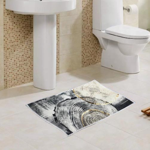 Коврик для ванной 60х40 см серый в золотую спираль