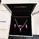 Серебряный комплект "Любовь" колье, кольцо и серьги Pandora пандора, фото 2