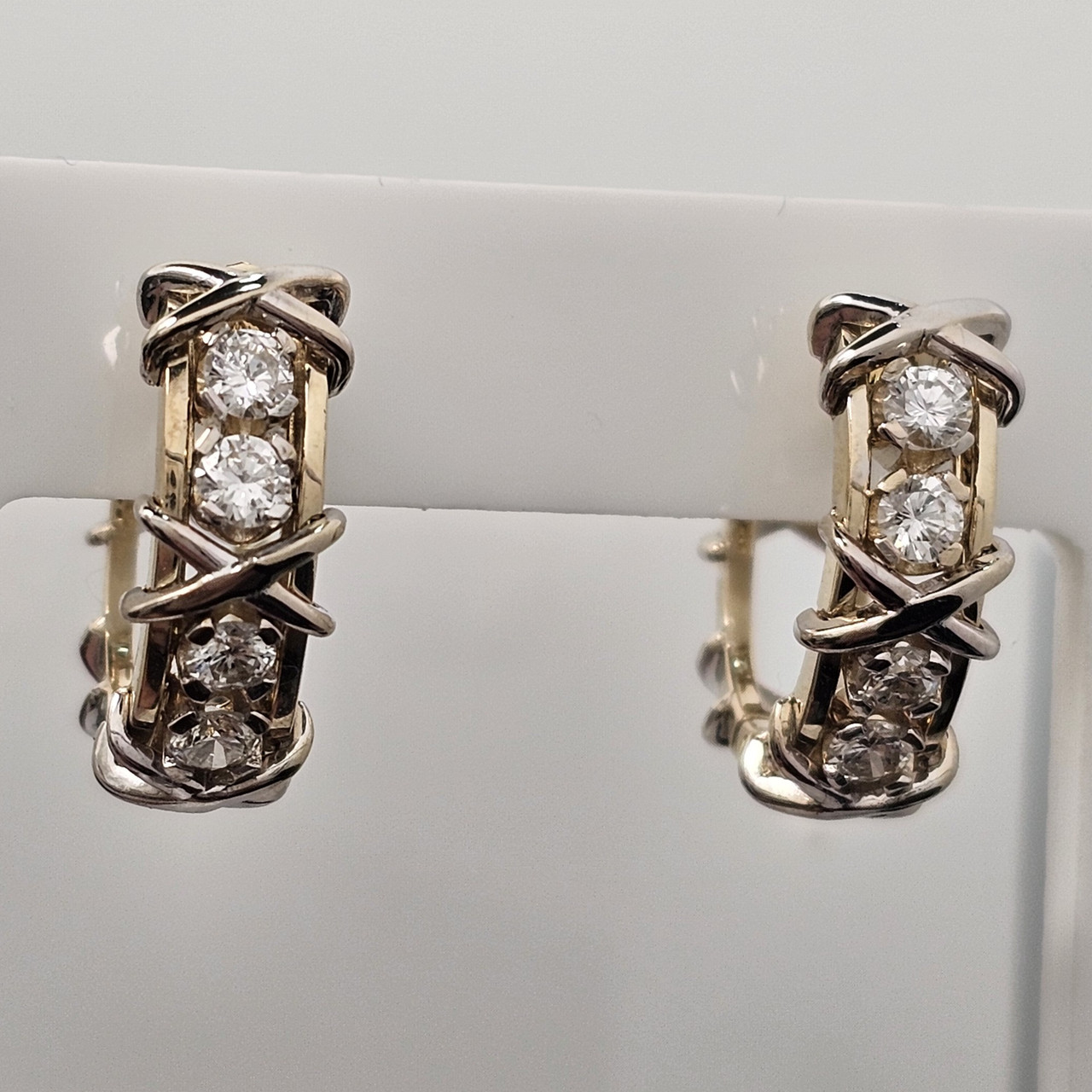 Золотые серьги с бриллиантами ж/з 0.51Ct SI1-SI2/J VG-Cut, фото 1