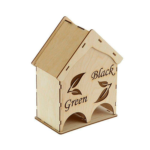 Деревянный домик для чайных пакетиков на 2 отделения - фото 1 - id-p91444488