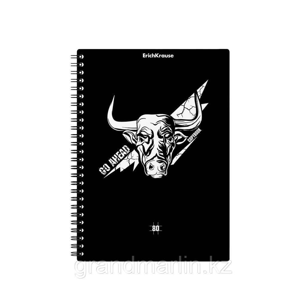 Тетрадь общая с пластиковой обложкой на спирали ErichKrause Go Аhead, Black and White, А5, 80 листов, фото 1