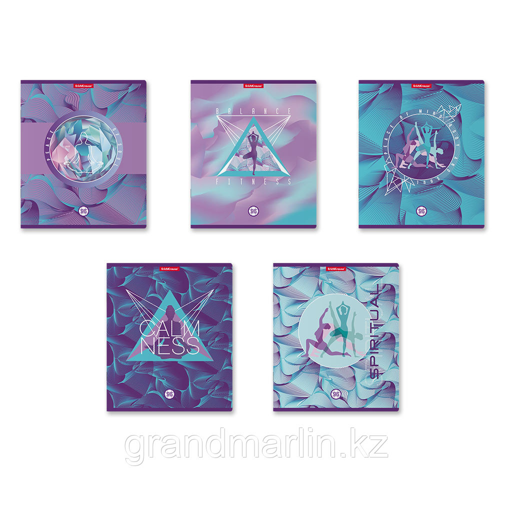 Тетрадь общая ученическая ErichKrause Meditation, 96 листов, клетка, матовая ламинация_MIX-PACK, фото 1