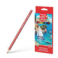 Цветные карандаши деревянные ArtBerry® Premium шестигранные, грифель 3 мм, 12 цветов (в коробке с ев
