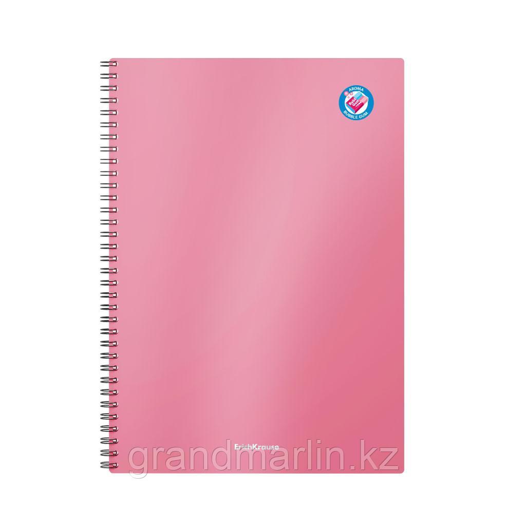 Тетрадь общая с пластиковой обложкой на спирали ErichKrause Bubble Gum, розовый, А4, 80 листов, клет