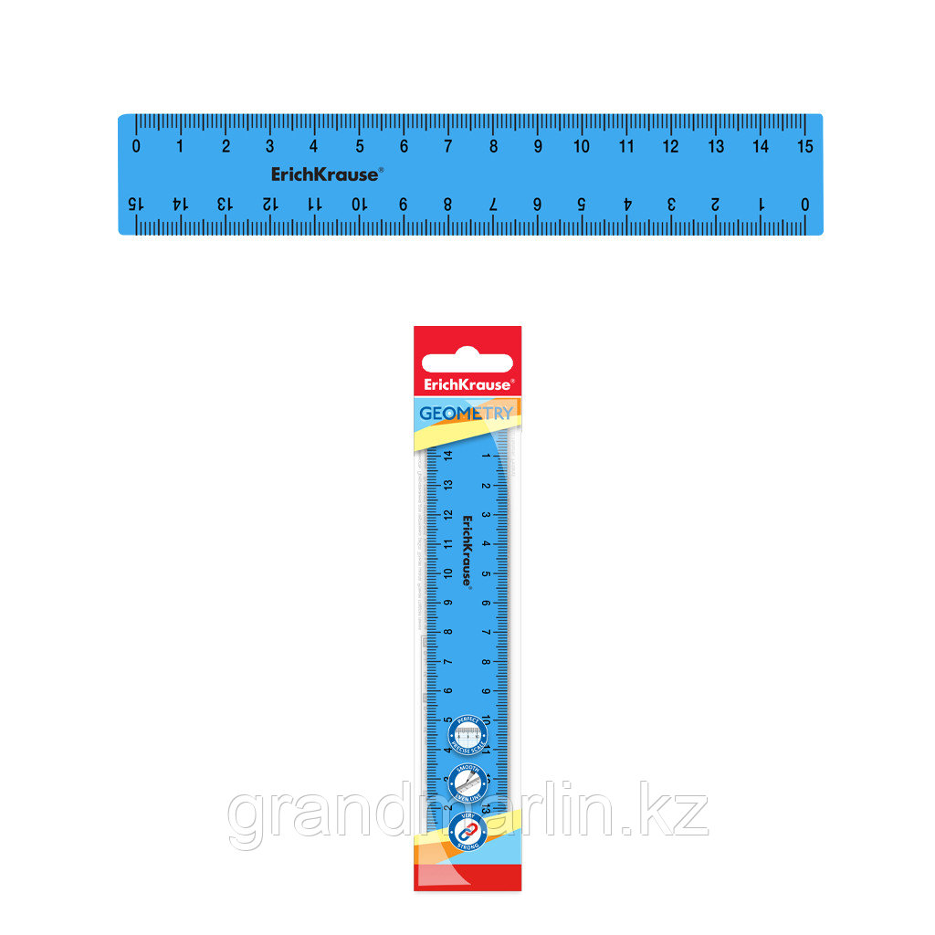 Линейка гибкая ErichKrause Bubble Gum, 15см, голубой (в пакете по 20 шт), фото 1