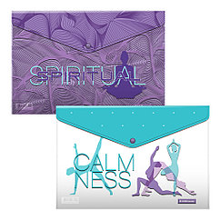 Набор из 4 папок-конвертов на кнопке пластиковых ErichKrause® Meditation, A4, ассорти