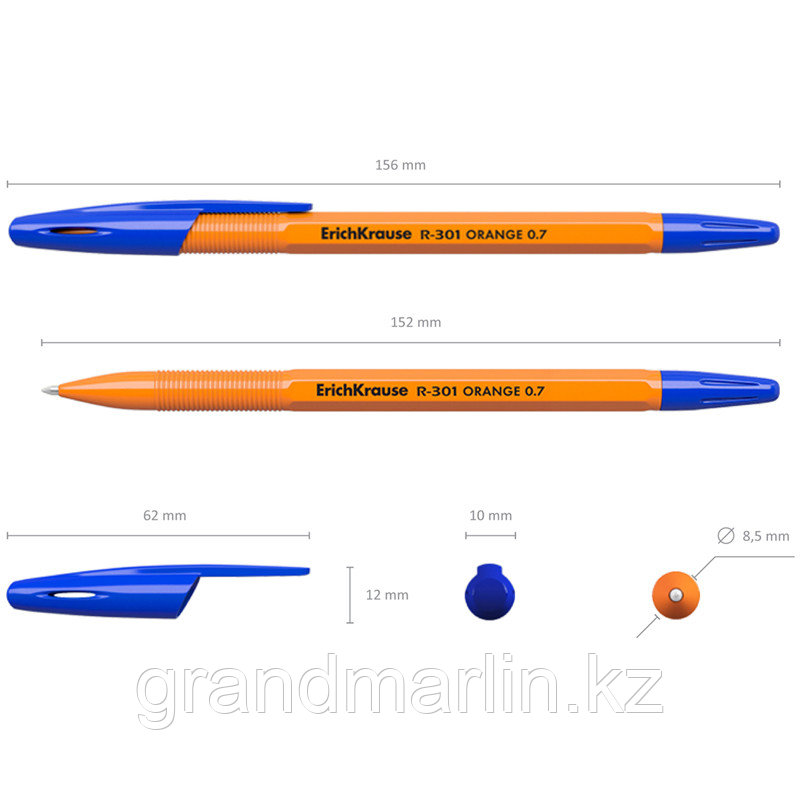 Ручка шариковая Erich Krause "R-301 Orange" синяя, 0,7мм, штрихкод - фото 4 - id-p115504859