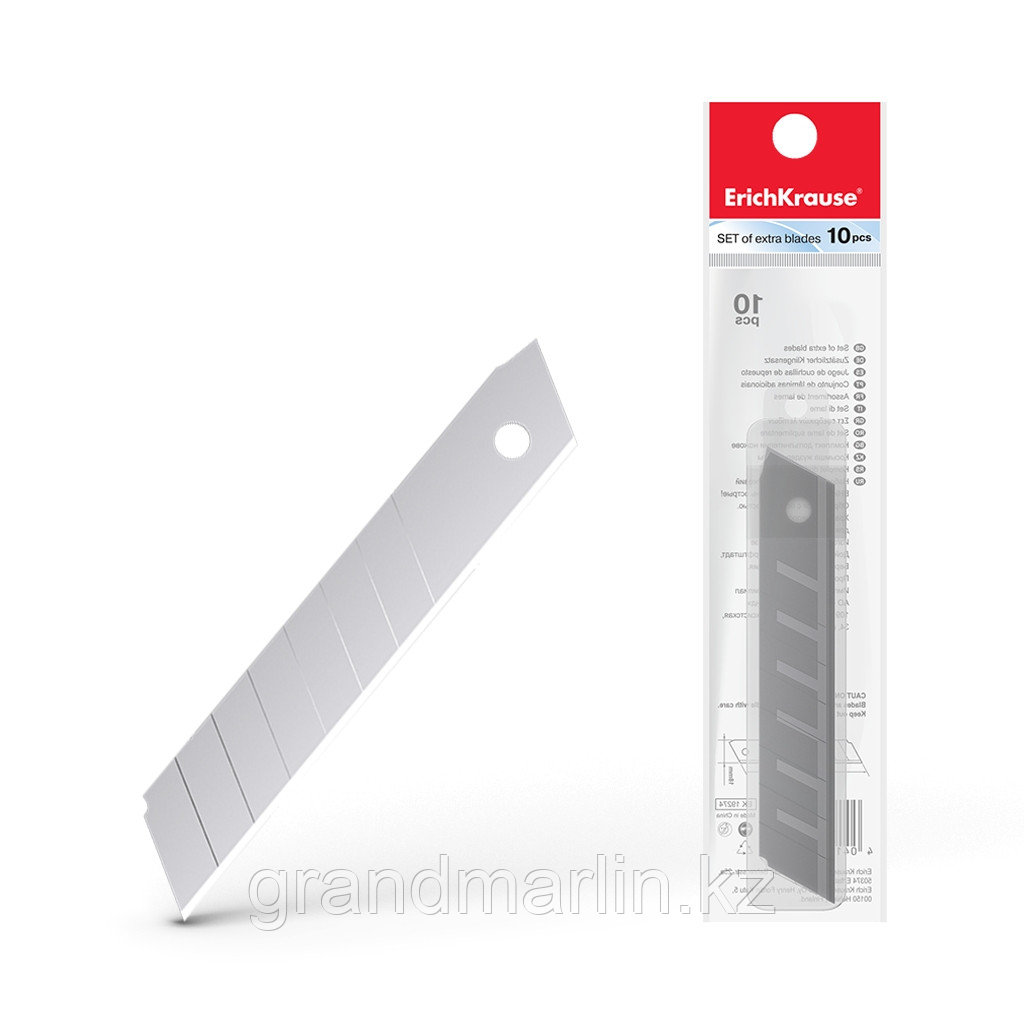 Лезвия ErichKrause для канцелярского ножа, 18мм (в пакете по 10 шт.) - фото 1 - id-p115504673