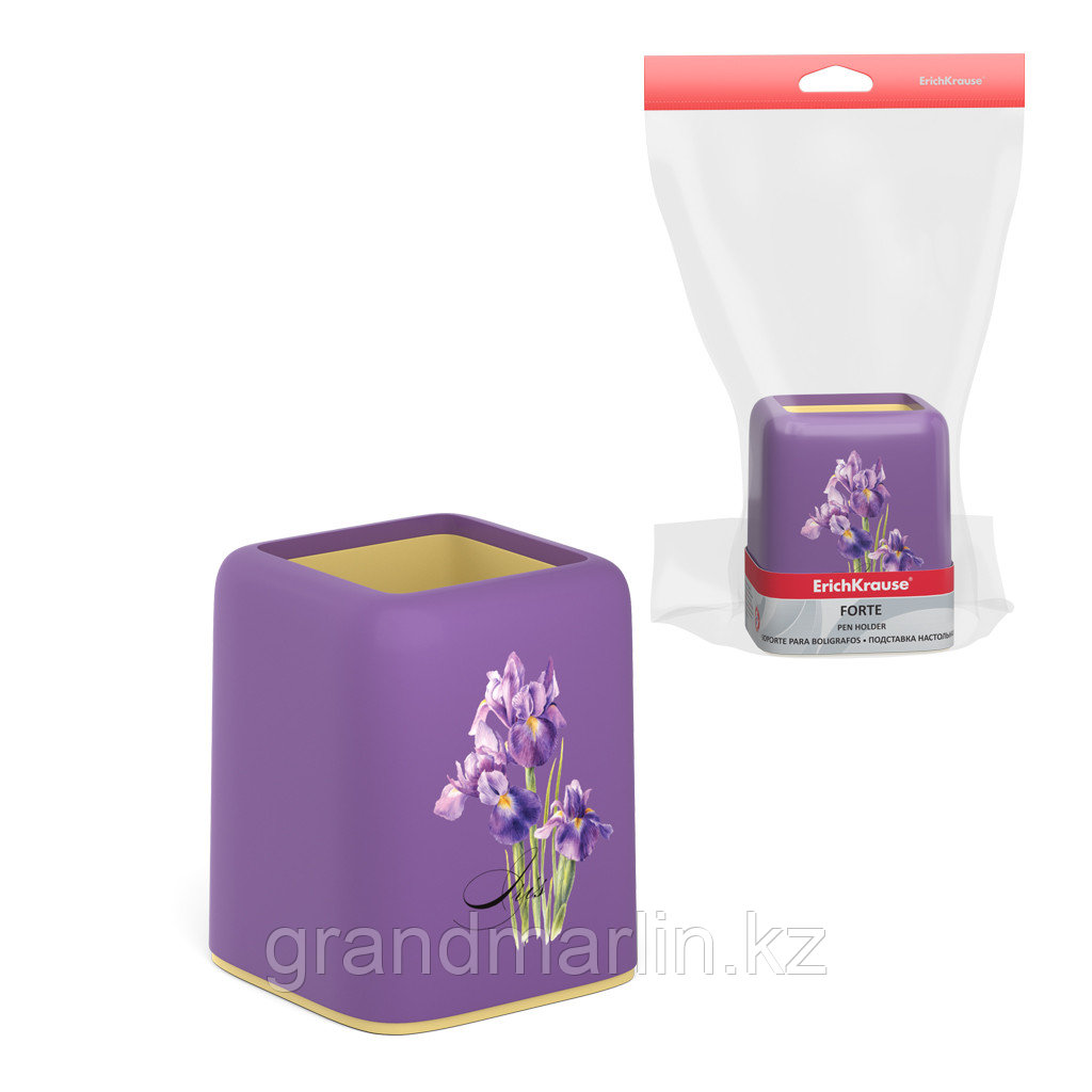 Подставка настольная пластиковая ErichKrause® Forte, Iris, фиолетовая с желтой вставкой - фото 1 - id-p107441010