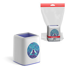 Подставка настольная пластиковая ErichKrause® Forte, Meditation, белая с фиолетовой вставкой