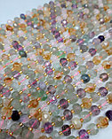 Микс  камней - аметист, розовый кварц, пренит, цитрин, флюорит, граненые, 8×6мм, фото 2