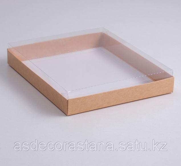 Коробка картонная с прозрачной крышкой, крафт, 26 х 21 х 3 см - фото 1 - id-p115580979