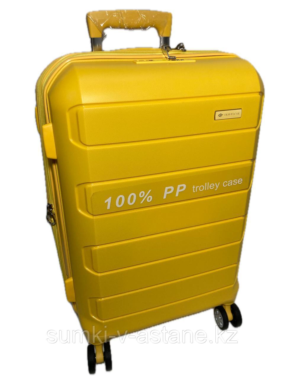 Маленький пластиковый дорожный чемодан на 4-х колёсах "Travel Car". Высота 56 см, ширина 36 см, глубина 24 см) - фото 2 - id-p73820260
