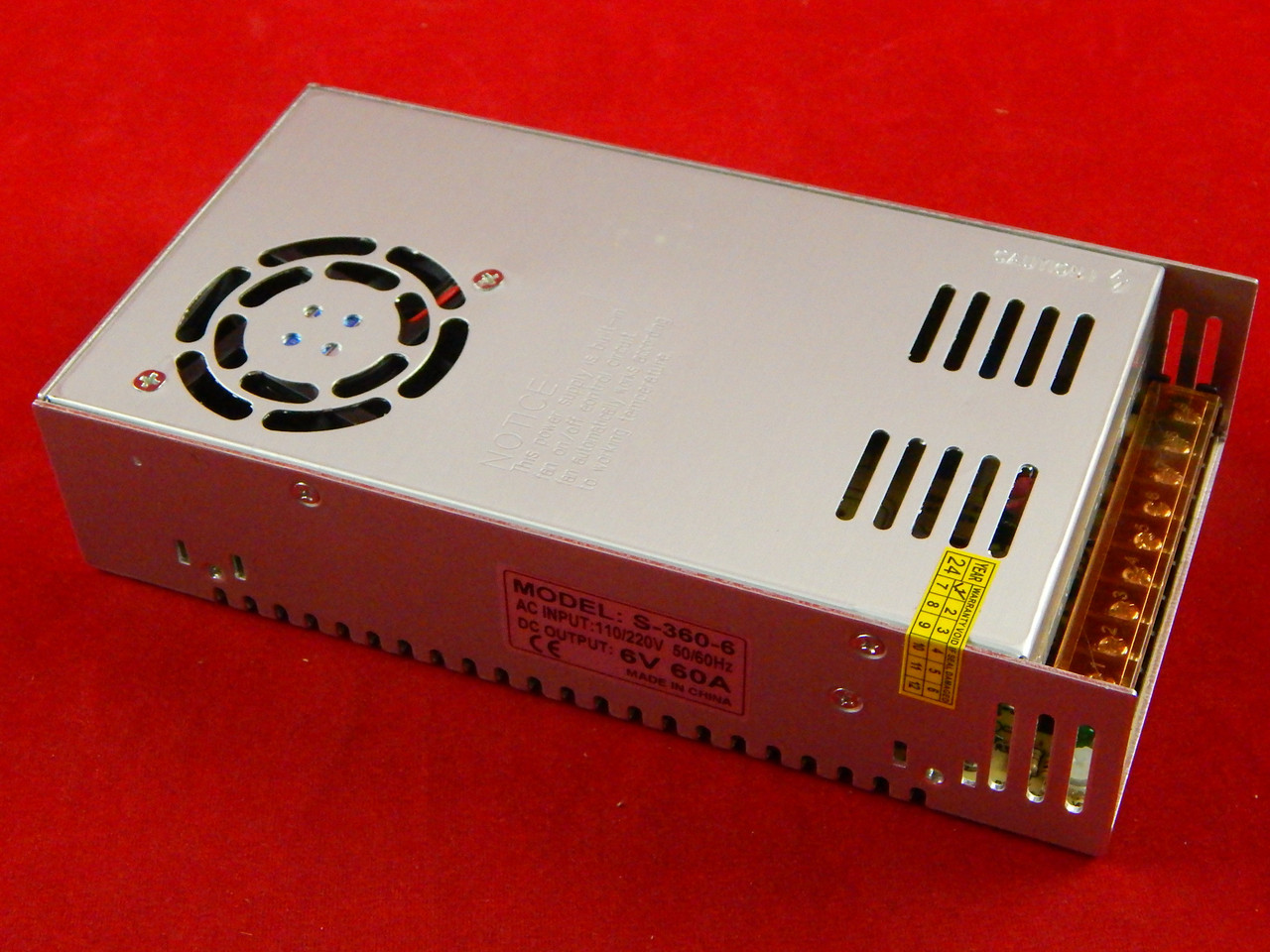 Импульсный блок питания S-360-6, 6В, 60А, 360Вт, с активным охлаждением - фото 1 - id-p115584135