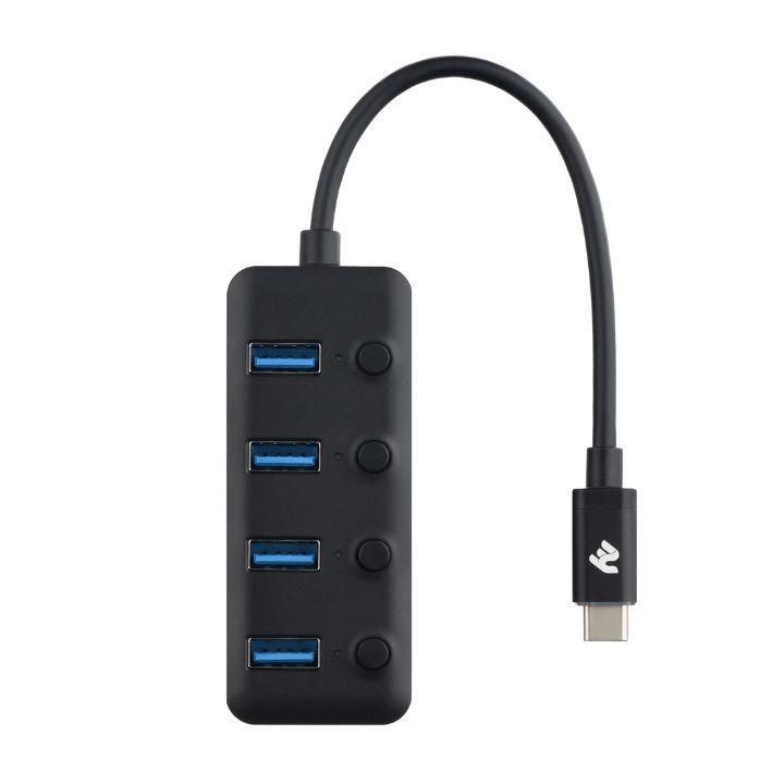 USB-хаб 2E USB-C - 4xUSB 3.0 Hub with switch 0.25m Black (2E-W1406)