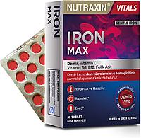 Nutraxin Iron Max 17 Mg ( Ирон Макс ) Demir, C Vitamini, B6 Vitamini, Folik Asit, B12 30 таб