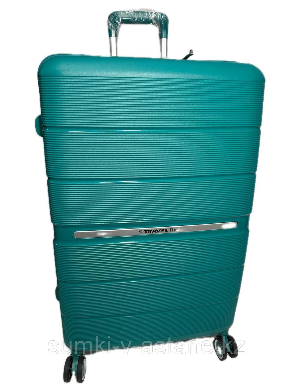 Большой пластиковый дорожный чемодан на 4-х колёсах "Travel Time" (высота 74 см, ширина 47 см, глубина 27 см) - фото 5 - id-p100382320