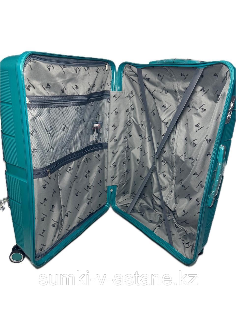 Большой пластиковый дорожный чемодан на 4-х колёсах "Travel Time" (высота 74 см, ширина 47 см, глубина 27 см) - фото 9 - id-p100382320