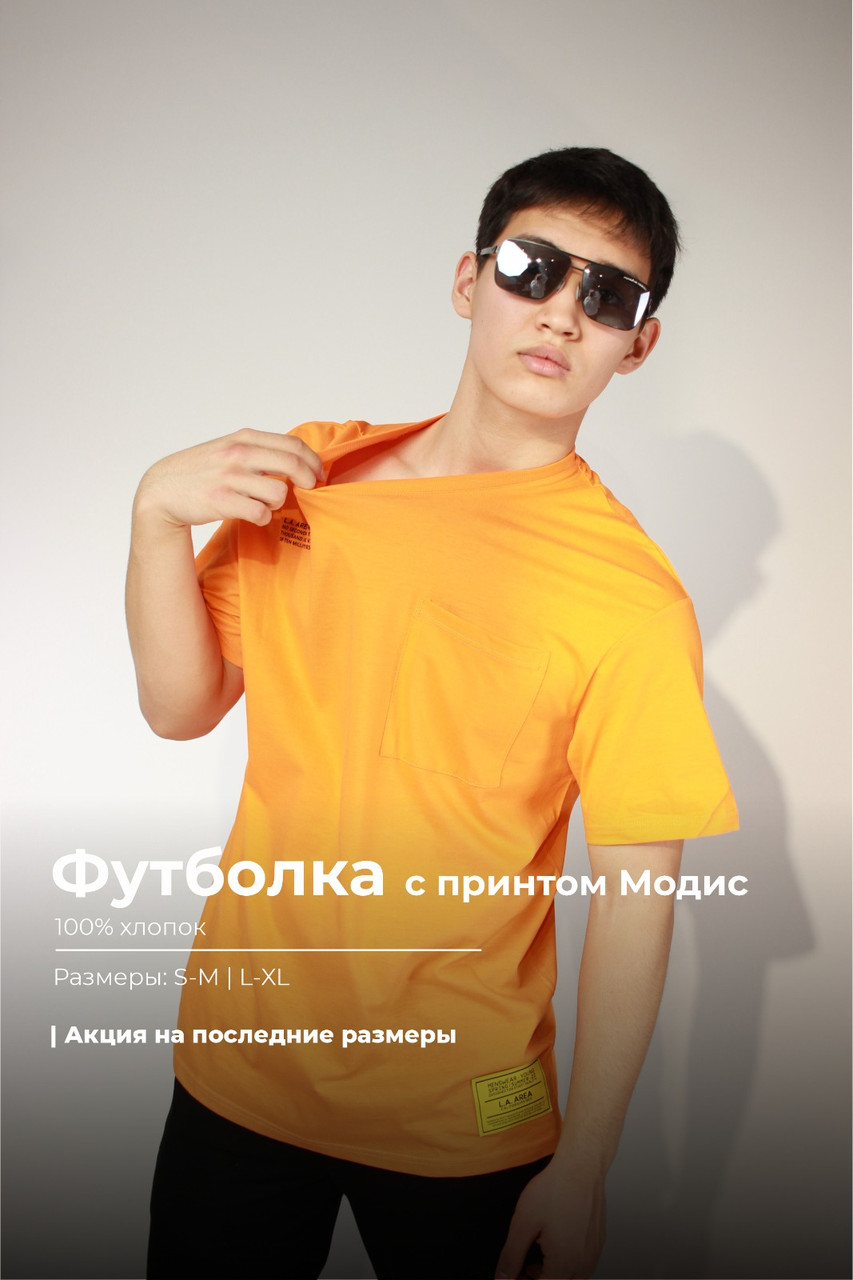 Футболка мужская с принтом Модис оранжевый 100% хлопок - фото 1 - id-p115590756