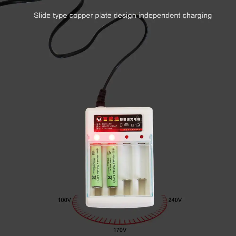 Зарядное устройство с 4 слотами для аккумуляторов AA/AAA Ni-cd - фото 5 - id-p115590771