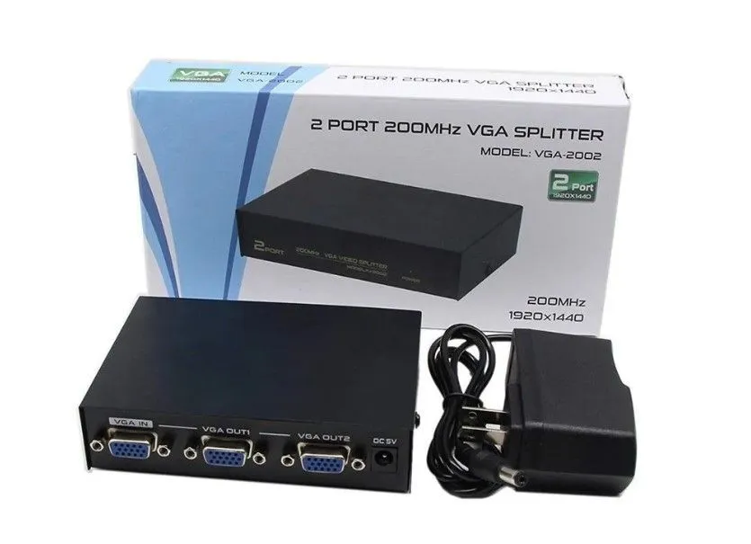 Разветвитель VGA Splitter 1X2, 2 порта, черный, VGA-2002 - фото 1 - id-p115590781