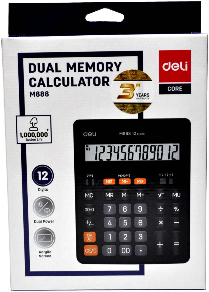 Калькулятор универсальный DELI M888, 12-разрядный - фото 3 - id-p115590814