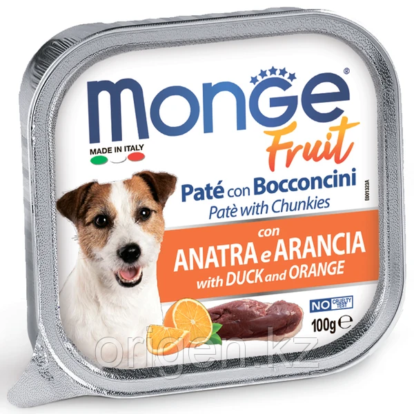 Влажный корм Monge Dog Fruit для собак, с уткой и апельсином, консервы 100 г - фото 2 - id-p115606343