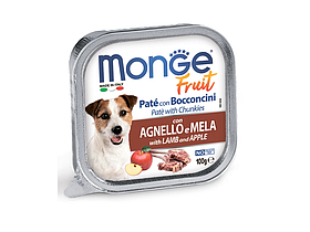 Влажный корм Monge Dog Fruit для собак, с ягненком и яблоком, консервы 100 г