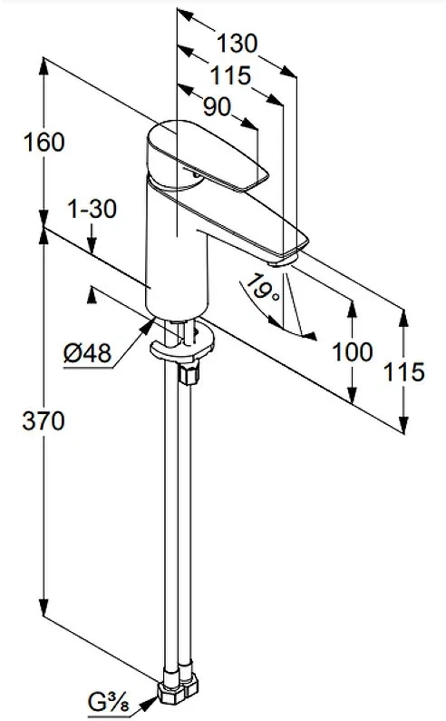 Смеситель для раковины 100, Kludi Pure&Solid 342920575, хром - фото 3 - id-p115606463