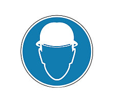 Знак "Работать в защитной каске (шлеме)" E-02 100×100