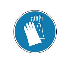 Знак "Работать в защитных перчатках" E-06 50×50